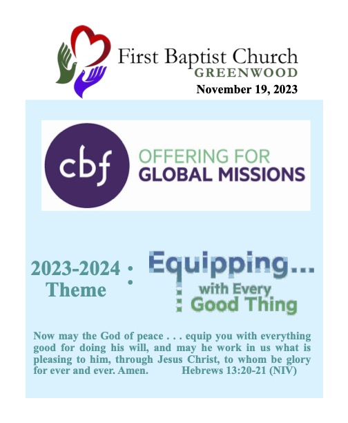 Sunday Worship Bulletins - First Baptist Church Greenwood